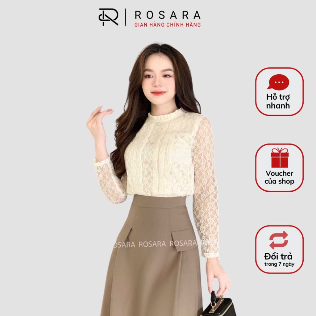 Áo Sơ Mi Họa Tiết Ren Sang Trọng Thiết Kế Thời Trang Công Sở Nữ Rosara G134
