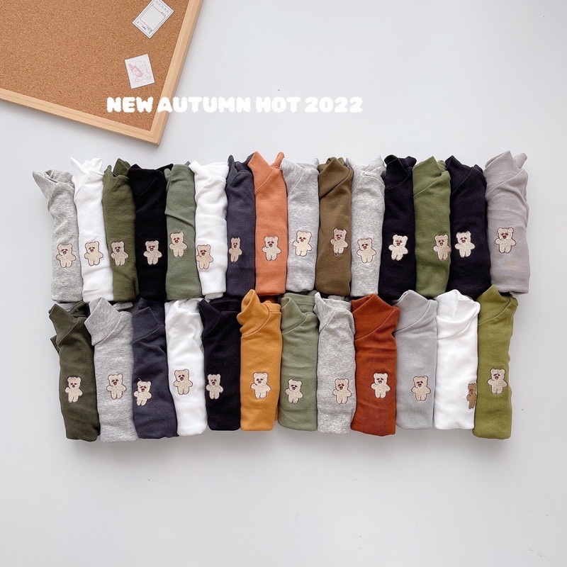 Set 3 áo cotton len tăm giữ nhiệt bé trai bé gái