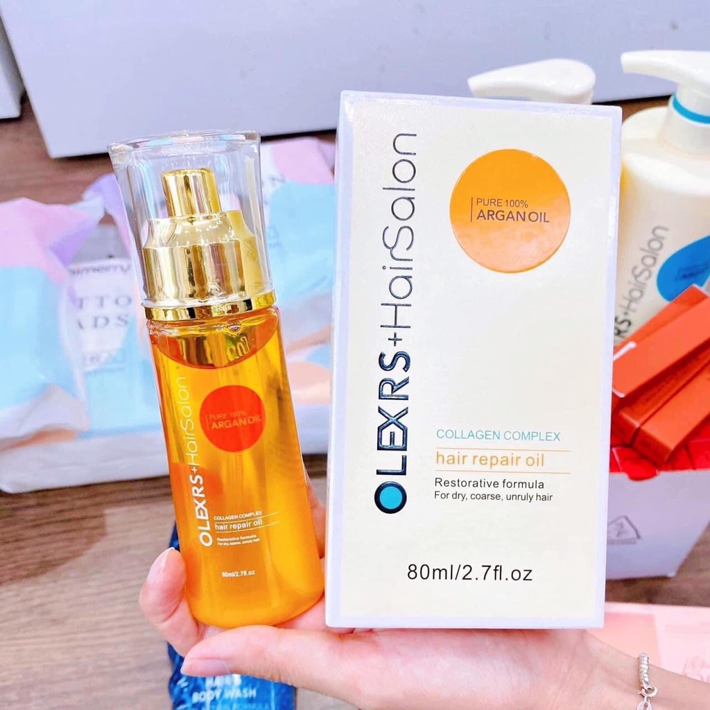 Tinh dầu dưỡng tóc OLEXRS+HAIRSALON COLLAGEN COMPLEX HAIR REPAIR OIL tạo phồng mềm mượt không bết dính - Hàng Chính Hãng