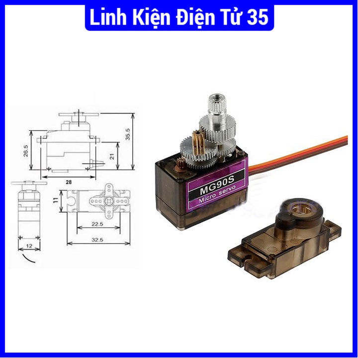 Sản phẩm động cơ Servo MG90S bản nâng cấp dùng chế tạo robot, máy in,...