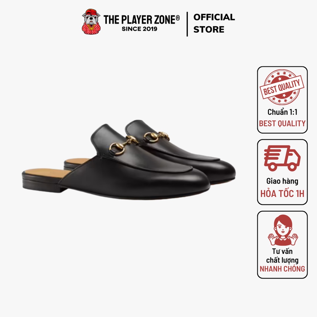 Củ Chi Sneaker - Giày Củ Chi Princetown Leather Slipper Best Quality (Black)