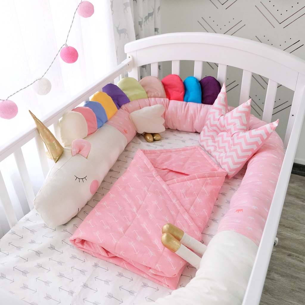 Quây cũi dài hình con thú cho bé RUNA KIDS chất liệu Cotton Hàn 100% cao cấp, bảo vệ an toàn giấc ngủ cho bé