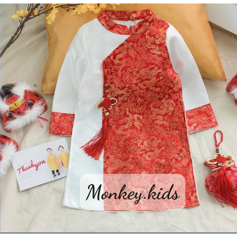 Áo dài cách tân bé trai chất liệu gấm cao cấp ,áo dài cho bé từ 1 đến 9 tuổi MONKEY KIDS