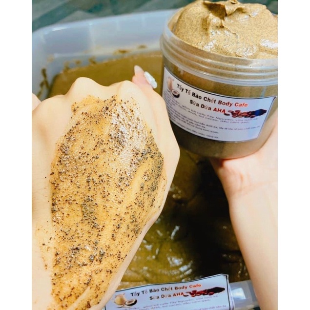 kem tẩy da chết body cafe sữa dừa có hạt cà phê matxa ( ko tem)