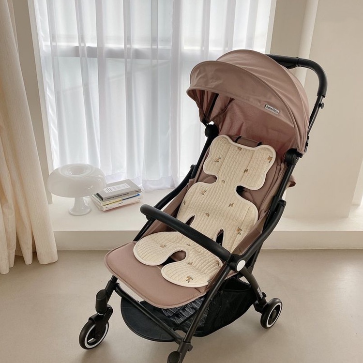 Đệm Lót Xe Đẩy Em Bé Chất Liệu Cotton Thêu Họa Tiết Phong Cách Hàn Quốc