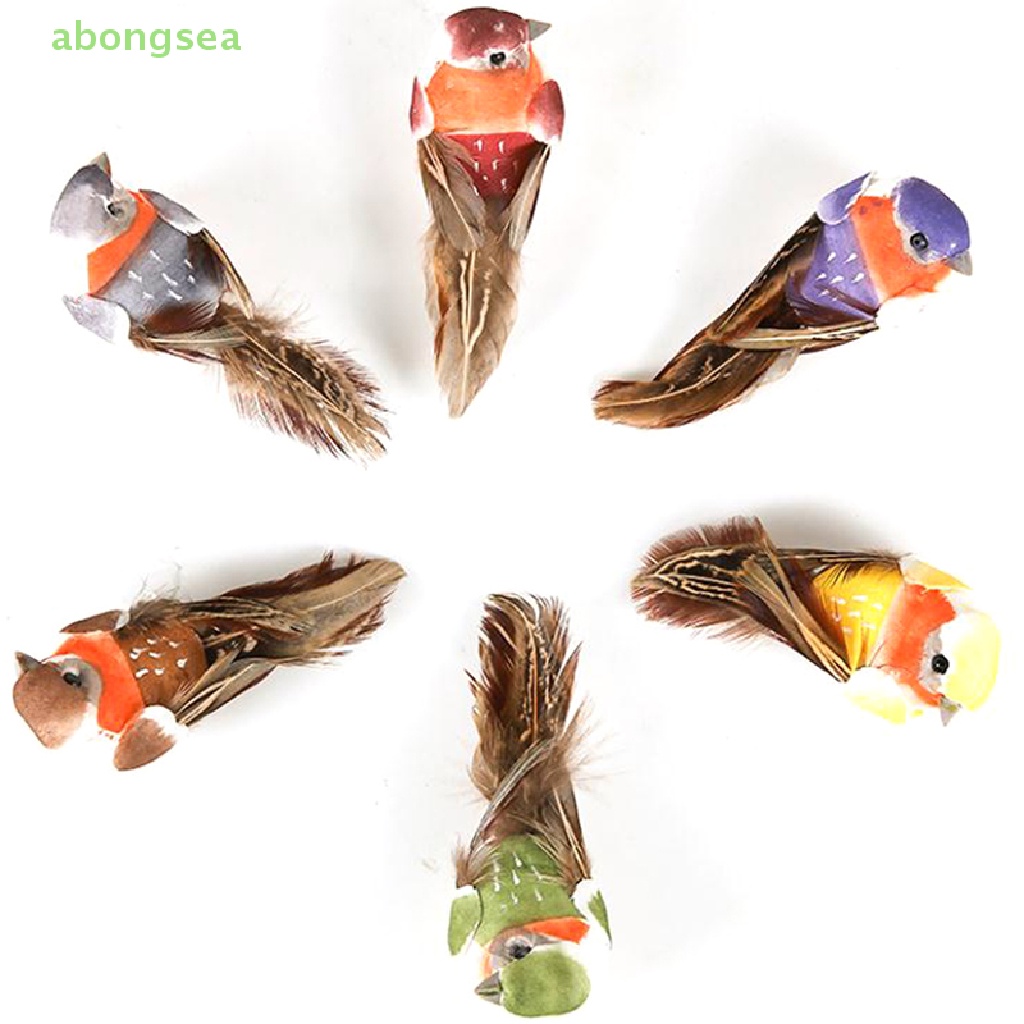 Abongsea Đồ trang trí Chim Giả Mini Bằng Xốp Gắn Lông Vũ Trang Trí Tiệc Cưới