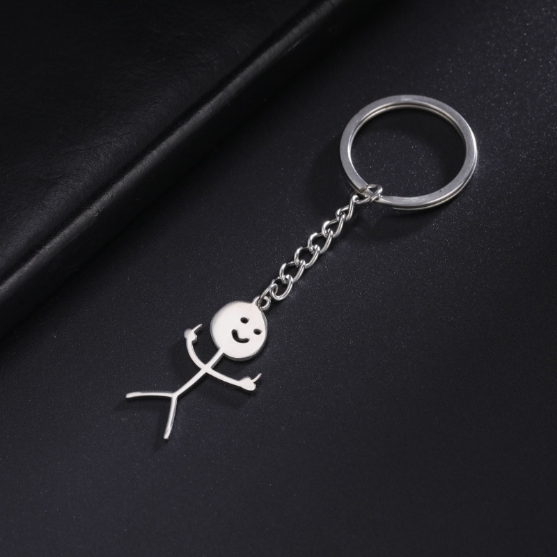 ✿ Móc khóa ngón tay giữa sinh nhật quà tặng giáng sinh vui nhộn stickman keyring unisex