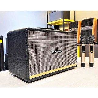 Loa kéo karaoke xách tay di động,vỏ gỗ,kèm 2 micro không dây uhf cao cấp
