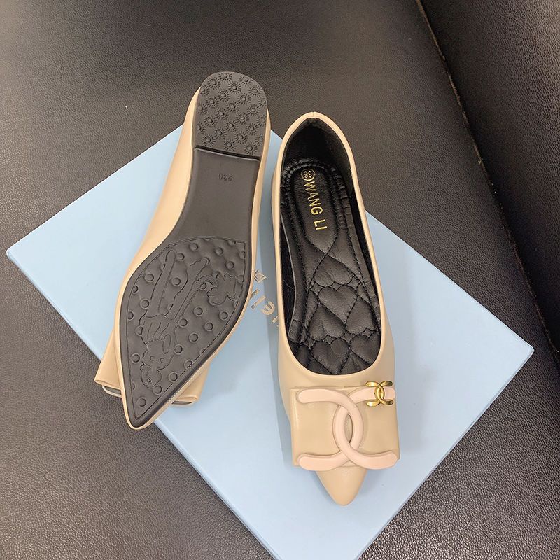 Giày Búp Bê Da Mềm Đế Bằng Mũi Nhọn Dễ Phối Đồ Hợp Thời Trang Cho Nữ Size 32-44