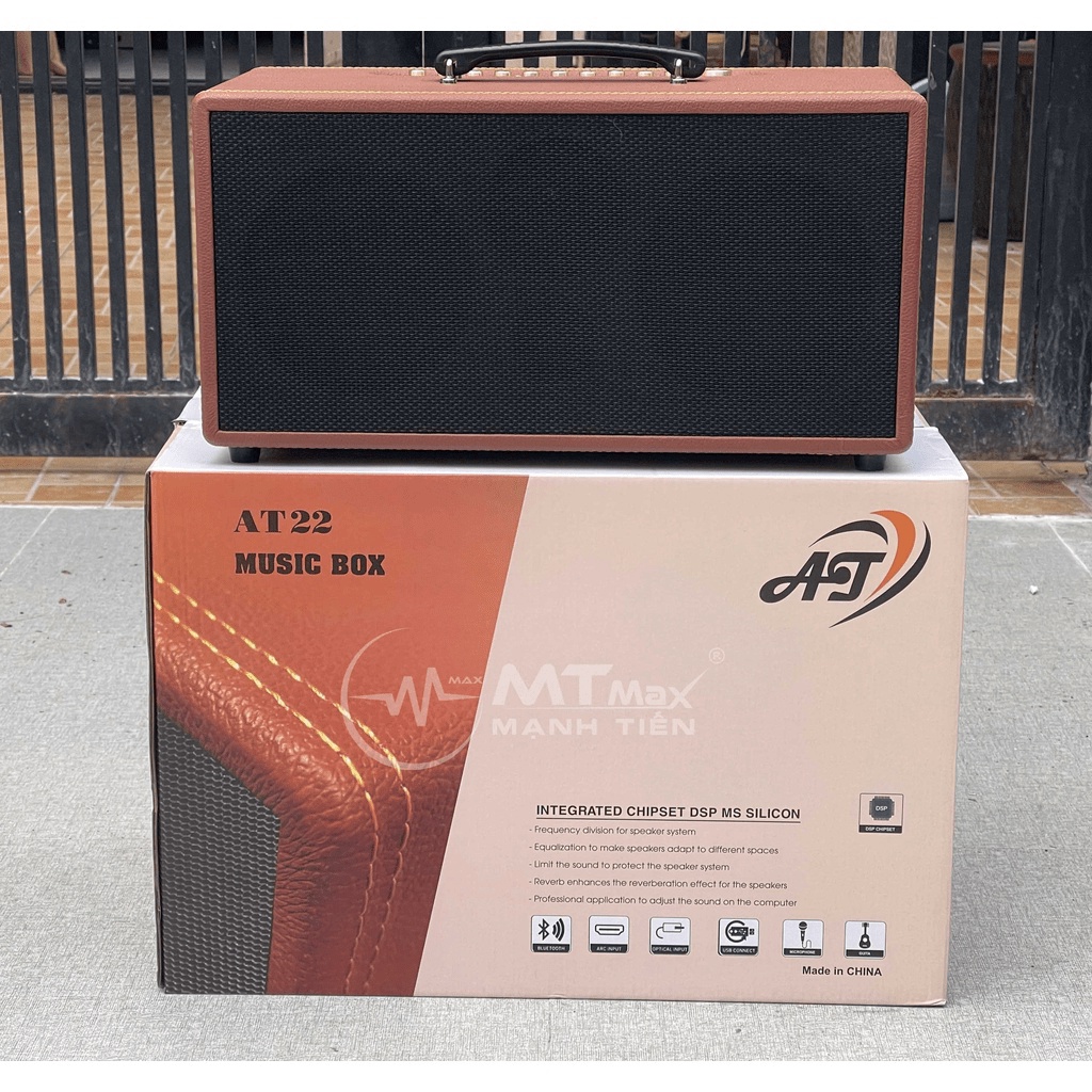 Loa bluetooth di động xách tay AT22 karaoke reverb cải tiến kèm 2 mic không dây bảo hành 12 tháng gia đình
