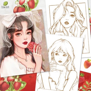 Tranh tô màu / tranh tô màu nước nàng thơ / line art / khổ a5 dày 300gsm