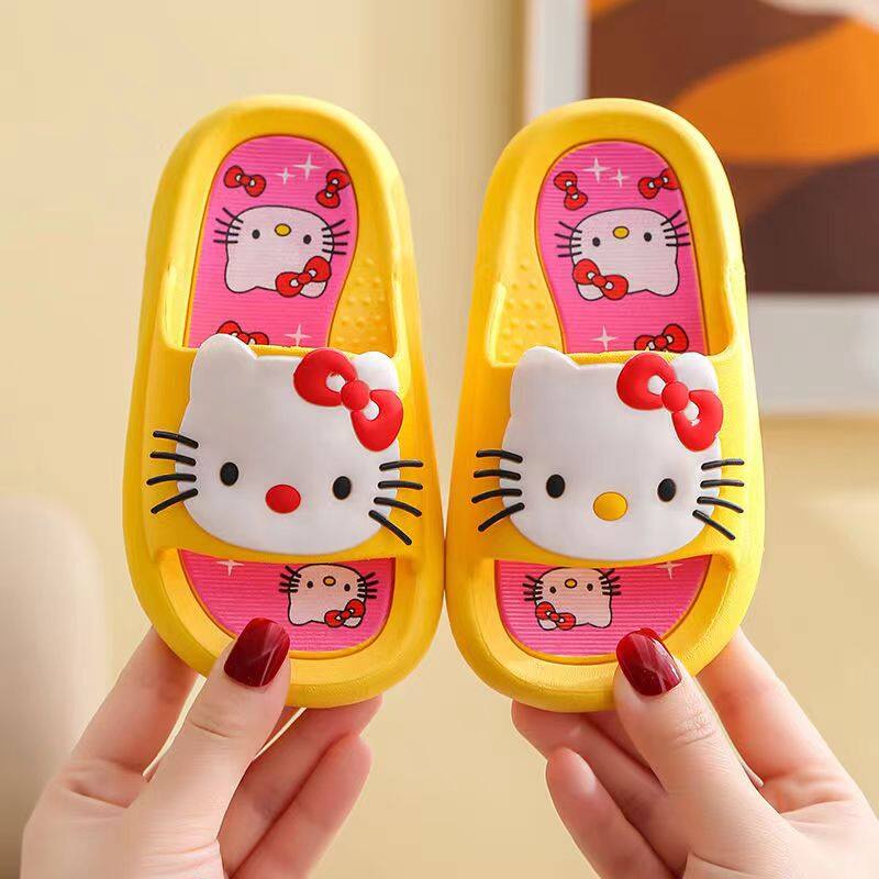 Hello kitty Dép Đi Trong Nhà Chống Trượt Mềm Mại Họa Tiết Hình Thỏ Mèo kitty Đáng Yêu Cho Bé
