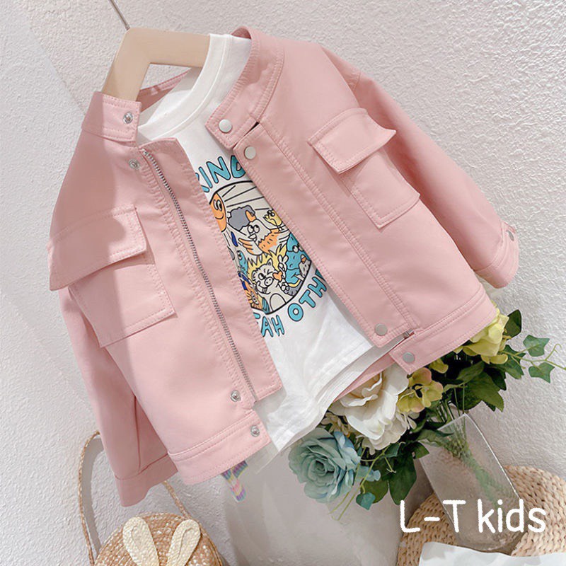 Q22158-ÁO DA KIỂU CHO BÉ TRAI BÉ GÁI 2 MÀU HỒNG VÀ ĐEN 12-22KG