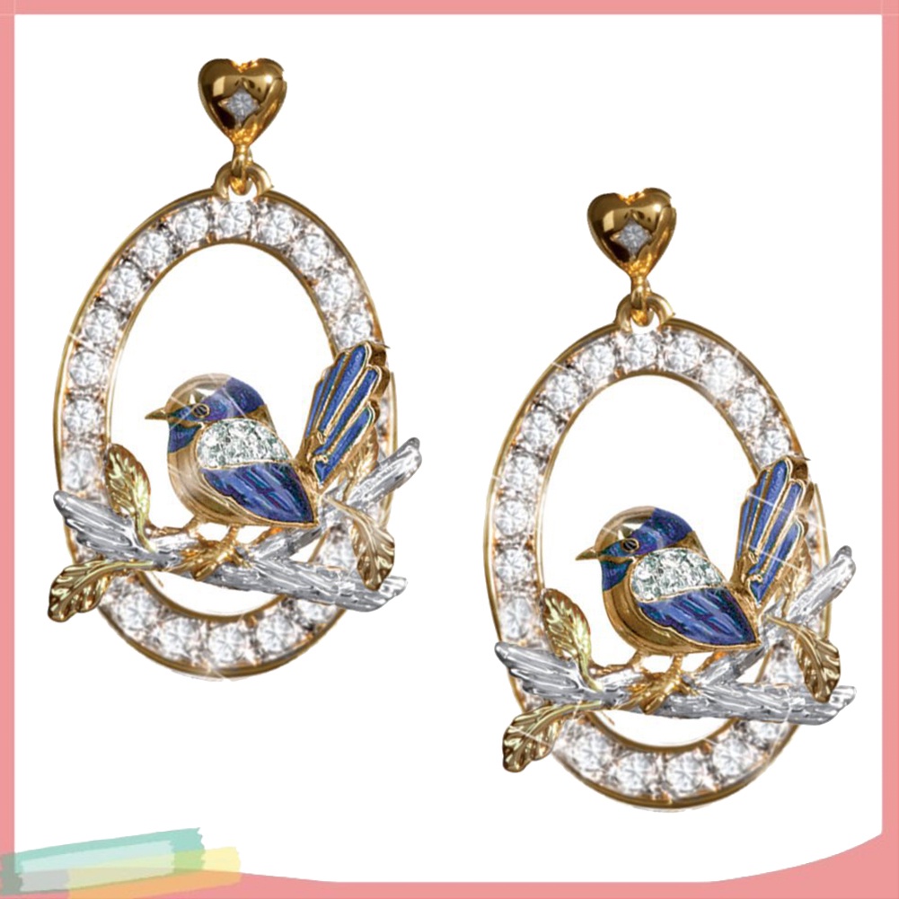 Khuyên tai hình trái tim đính đá sang trọng cho nữ