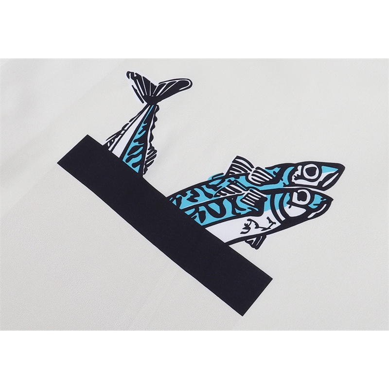 Za88ra- Áo Sơ Mi Tay Ngắn Dáng Rộng In Hình Cá Nhỏ Màu Tương Phản Sáng Tạo Và Thoải Mái