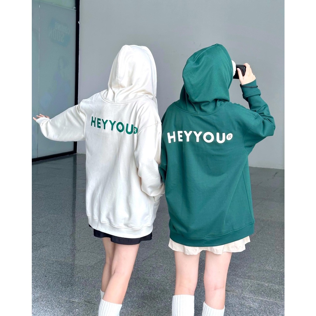 Áo khoác Hoodiezip HEYYOU CHÍNH HÃNG, vải nỉ chân cua dày không xù, form rộng