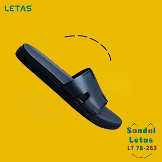 Dép da LETAS nam bản ngang da cao cấp 78-263 đen