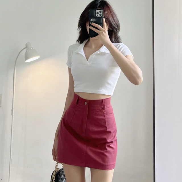 Chân váy HHVINTAGE kiểu lưng cao, hoạ tiết