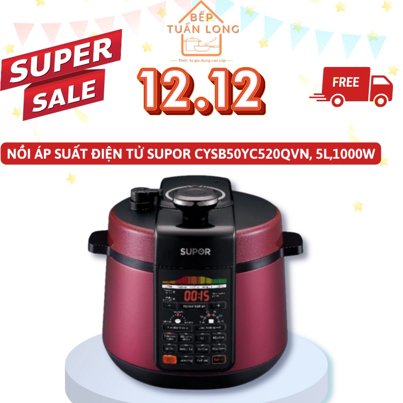 Nồi áp suất điện đa năng SUPOR CYSB50YC520QVN-100, 5L, 1000W lòng niêu, nồi áp suất 520Q hàng chính hãng BH 12t
