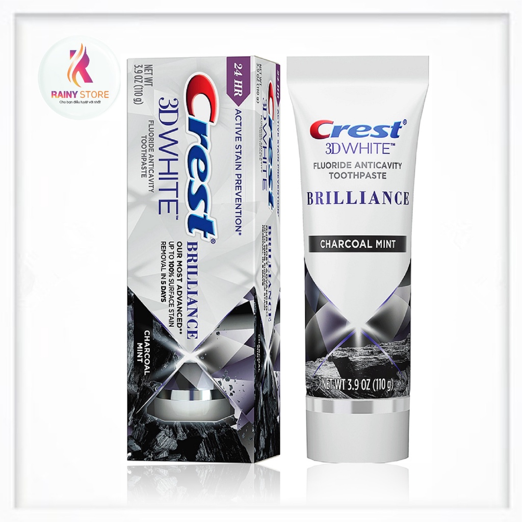 Kem đánh răng trắng sáng than hoạt tính Crest 3D White Brilliance Charcoal Mint 110g