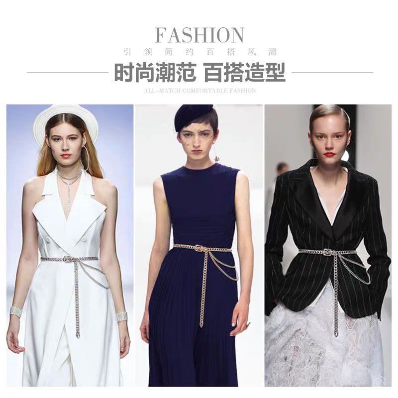 🌸 Dây nịt xích 🌿 Freesize khoá cài tuỳ chỉnh 🌿 2 màu : Trắng - Vàng