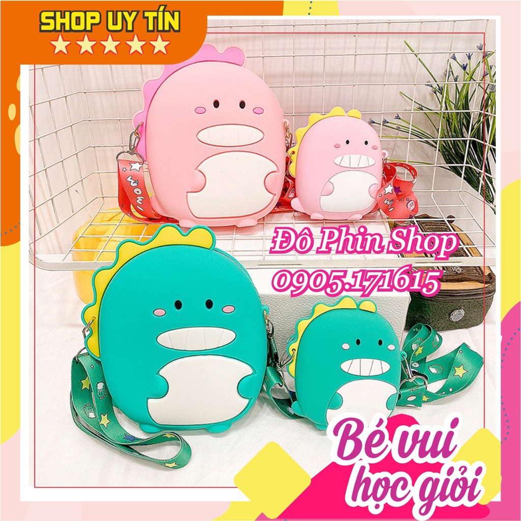 Túi xách đeo chéo silicon hình khủng long dino, thời trang dễ thương