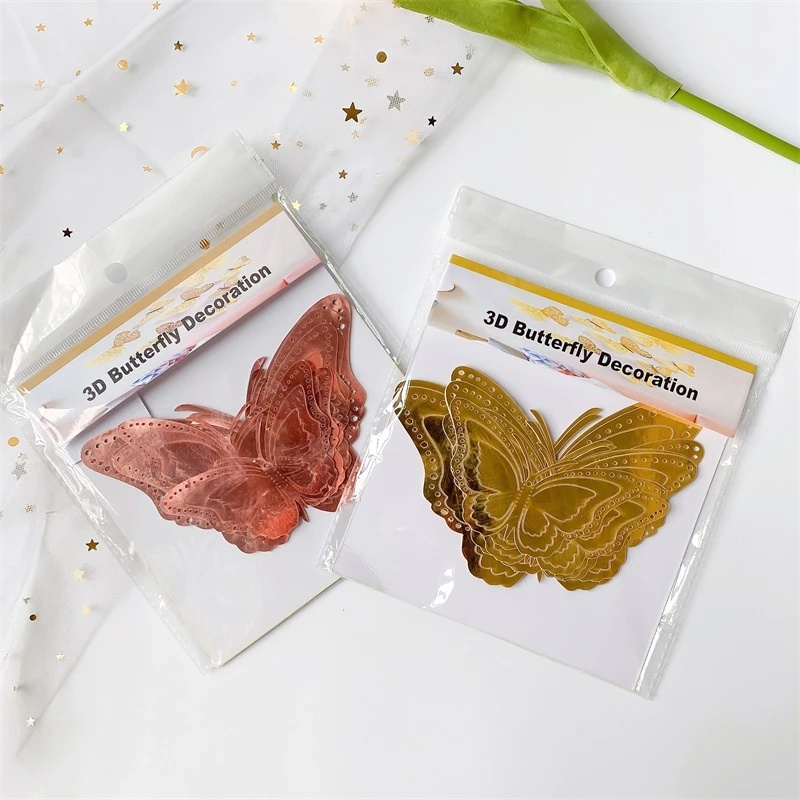 Bộ 12 Miếng Dán Hình Bướm 3D Lấp Lánh DIY Trang Trí Tủ Lạnh / Cửa Sổ
