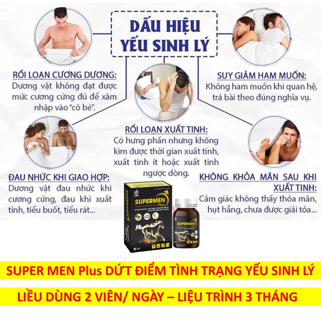 Tăng cường sinh lý Best life SUPERMEN Plus cải thiện tình trạng xuất tính sớm rối loạn cương dương hộp 30 viên