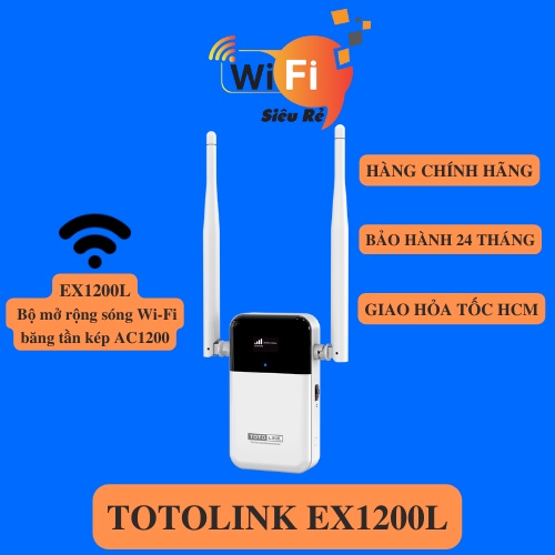 EX1200L - Mở rộng sóng, Kích sóng wifi băng tần kép chuẩn AC tốc độ 1200Mbps chính hãng TOTOLINK, Bảo hành 2 năm