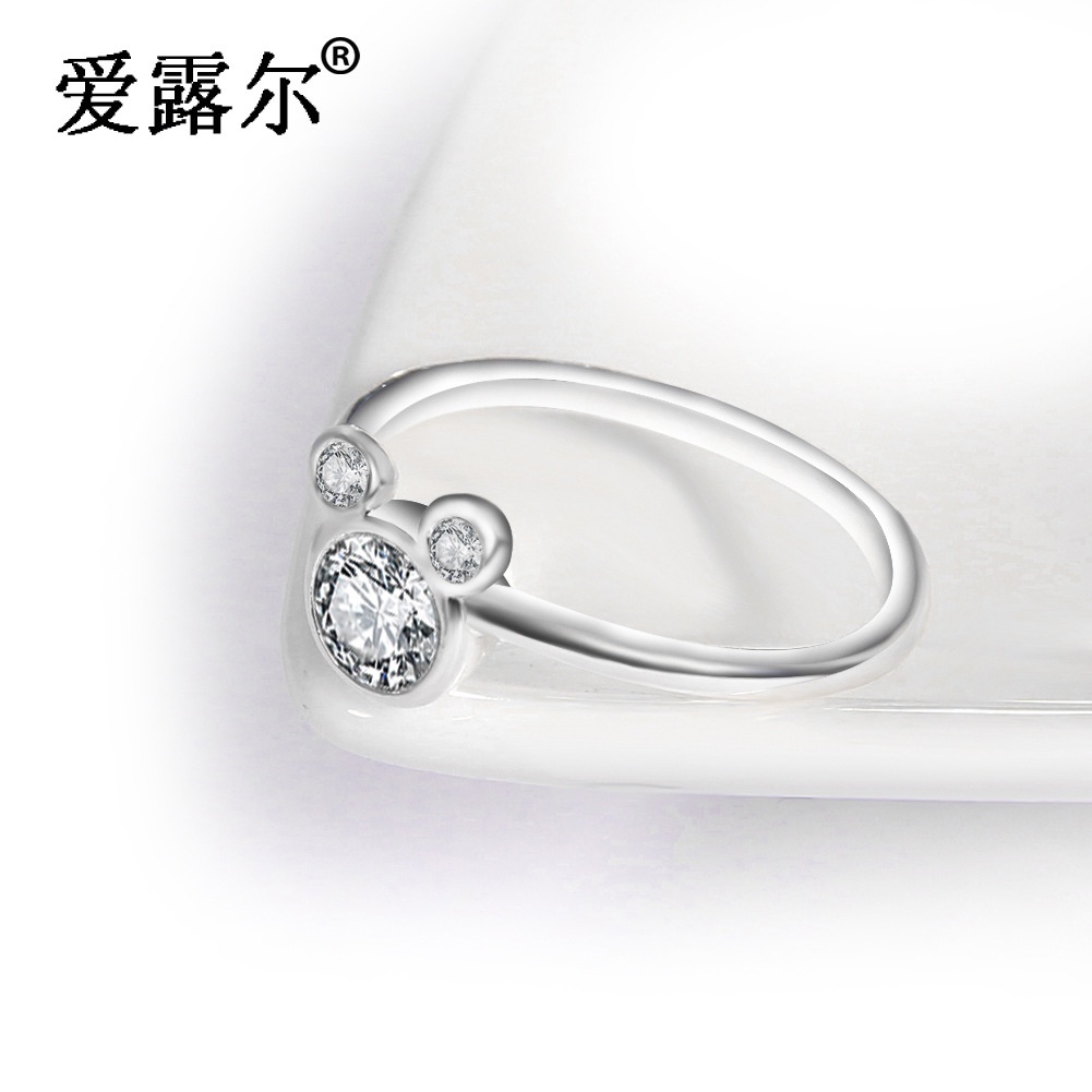 Nếu Fengpu No... Bộ 3 Nhẫn Mạ Vàng Trắng Hình Chuột Mickey Đính Đá Zircon Phong Cách Âu Mỹ Thời Trang Cho Nữ