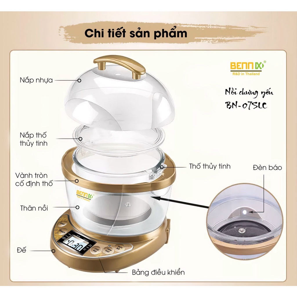 Nồi chưng yến Bennix BN07SLC dung tích 0.7L