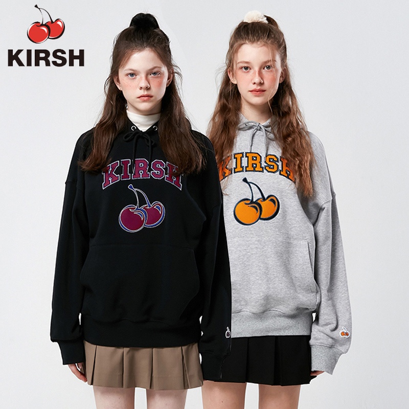 Hàn Quốc KIRSH Cherry trùm đầu T lỏng lẻo casual đầu dài tay áo hoodie cho các cặp vợ chồng Áo khoác mùa thu Đại học Top