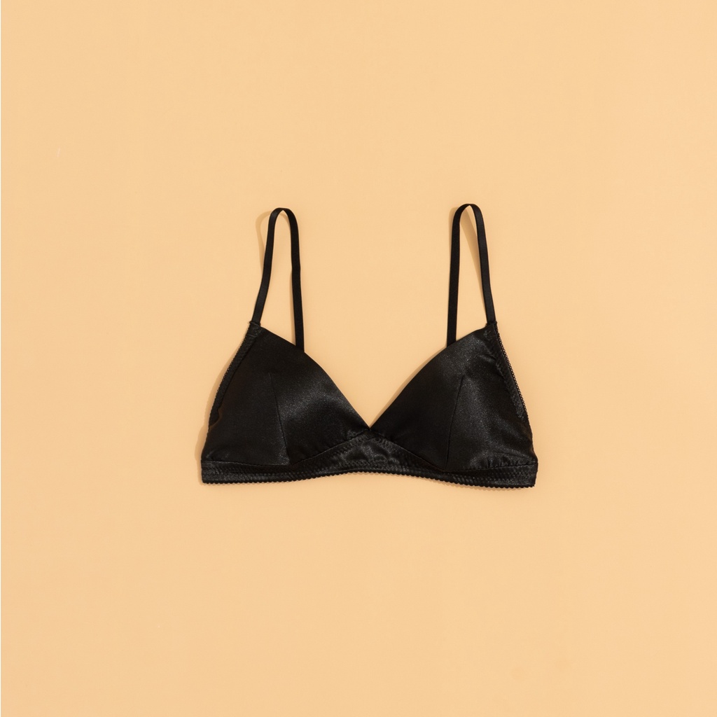 Áo lót mút mỏng bralette lụa V2 màu đen Lamluy