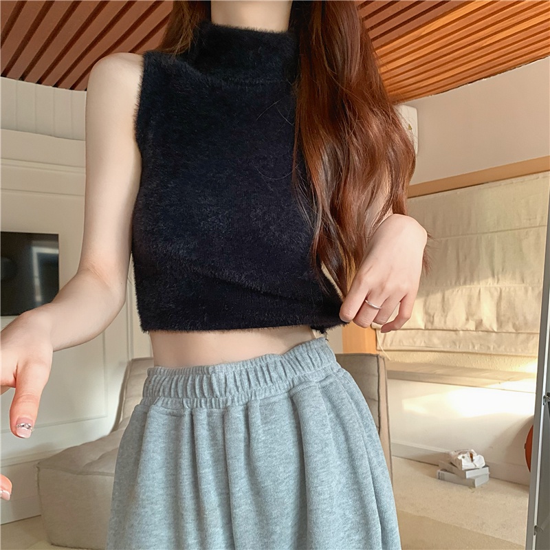 Áo Dệt Kim Không Tay Hở Cổ Với Mọi Thứ Ở Ngoài Và Bên Trong