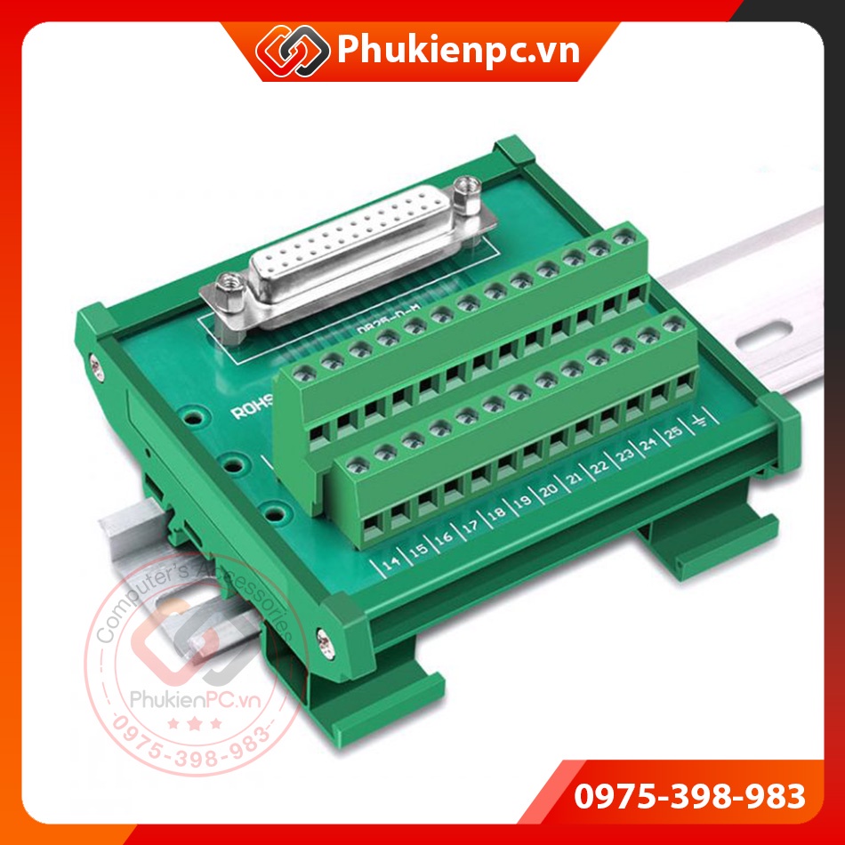 Đầu nối COM DB25 LPT Male Terminal Block vặn vít, cài thanh ray. cho máy CNC, LPT công nghiệp, Chân cắm Cáp COM DB25 Đực