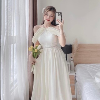 Đầm voan CHINGFON phối dây cườm cổ