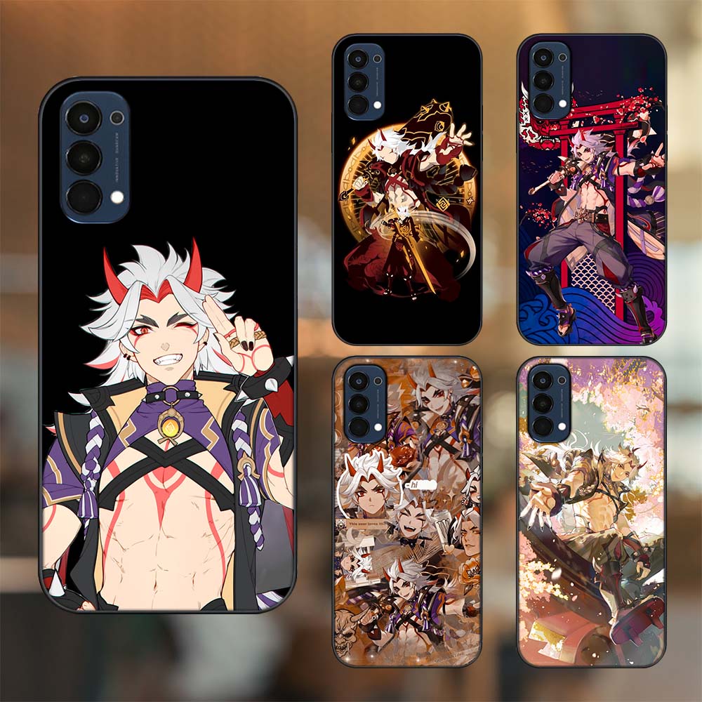 Ốp lưng Oppo Reno 4 viền đen in hình Arataki Itto Genshin Impact