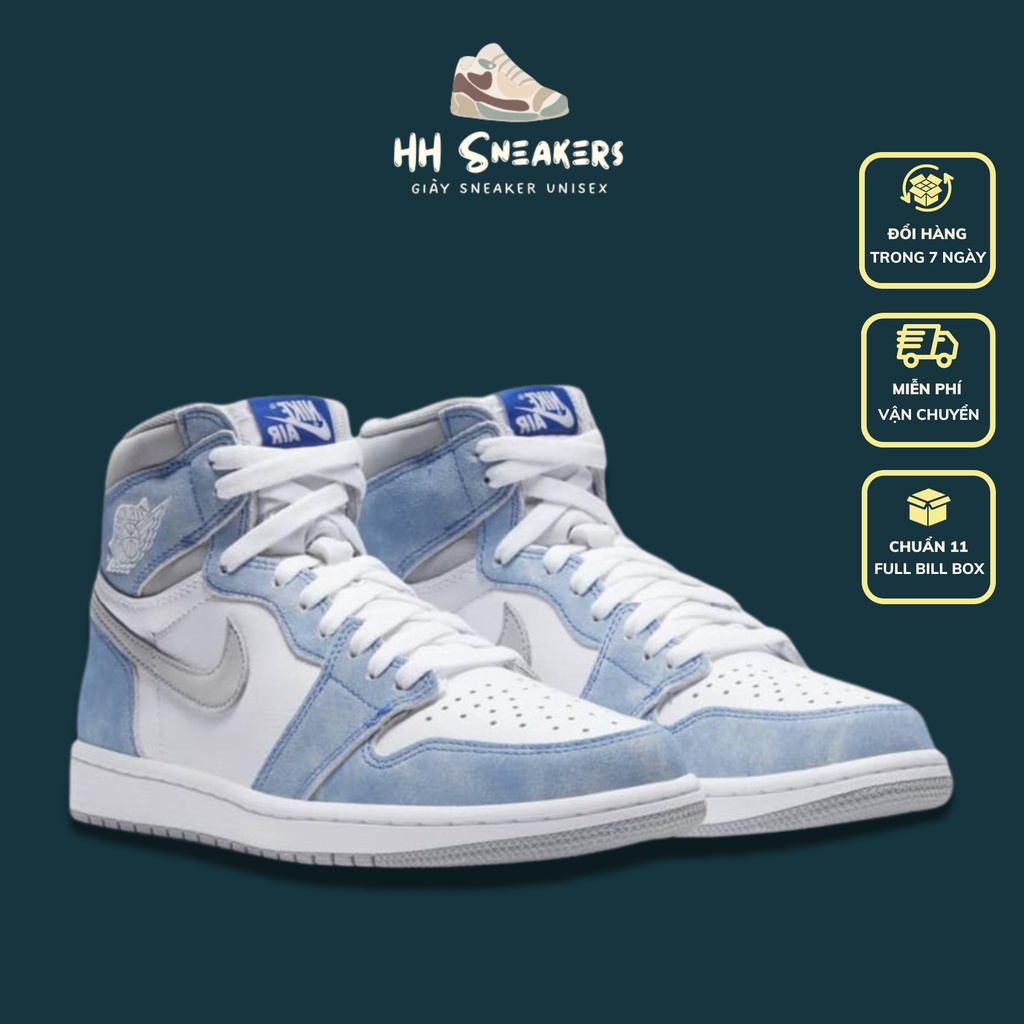 Giày Jordan hyper royal nam nữ - Giày thể thao nam nữ Jordan cao cổ màu xanh nỉ cao cấp Full Box