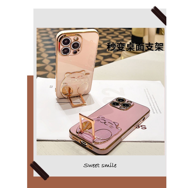 Ốp lưng Oppo Reno7 Reno 7z Reno8 Reno8z Reno8 Z 5g Reno 8T Reno8 T 5g Reno 4 Reno5 Reno6 Reno 6Z giá đỡ mèo thần tài