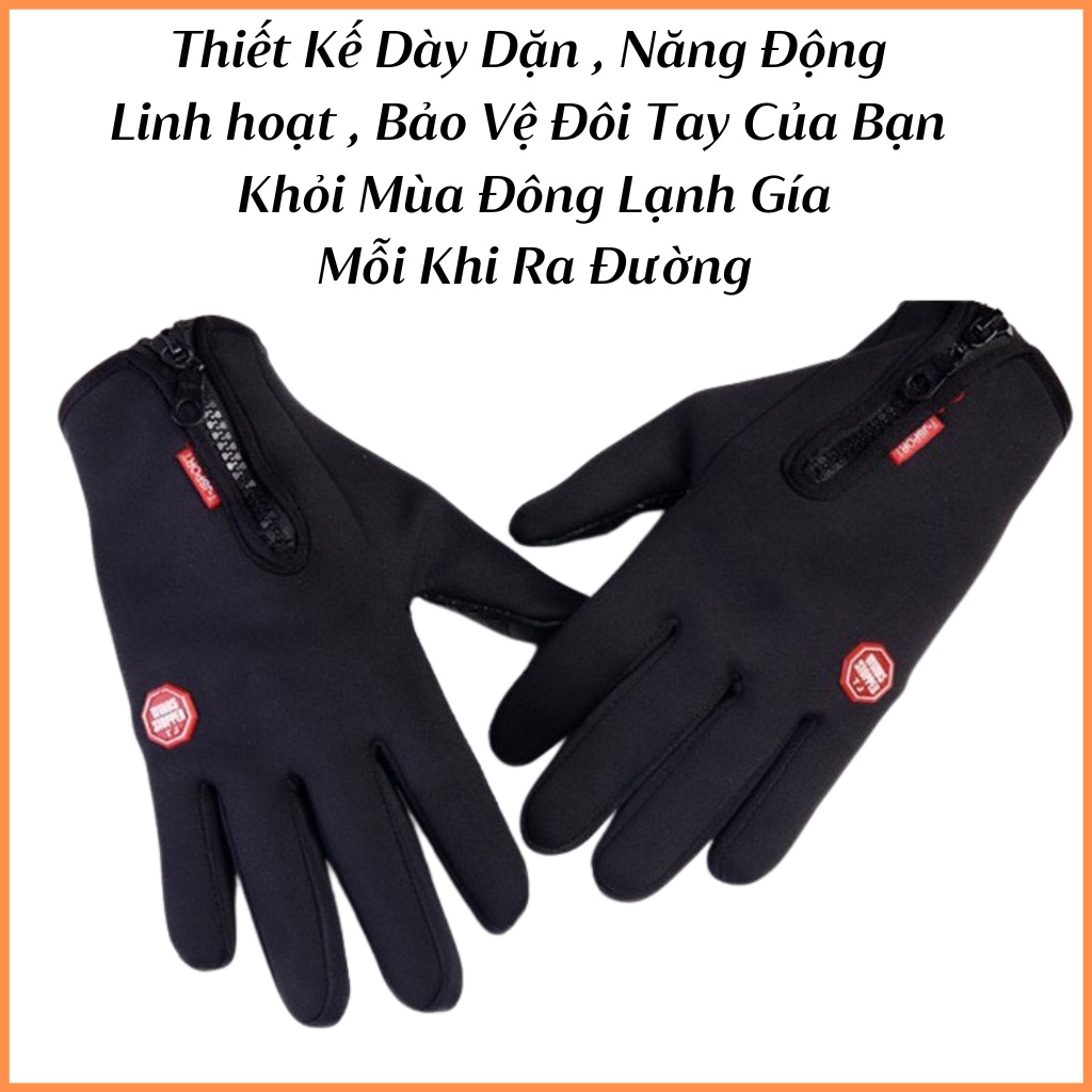 Găng tay full ngón mùa đông Lót Nỉ 2 lớp Siêu Ấm, bao tay dài ngón đi xe máy Chống Lạnh giữ ấm cho nam nữ
