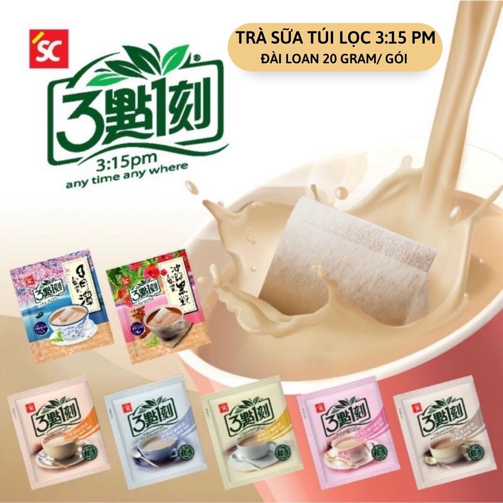 Trà sữa túi lọc 3:15pm Đài Loan túi lẻ 20g/gói