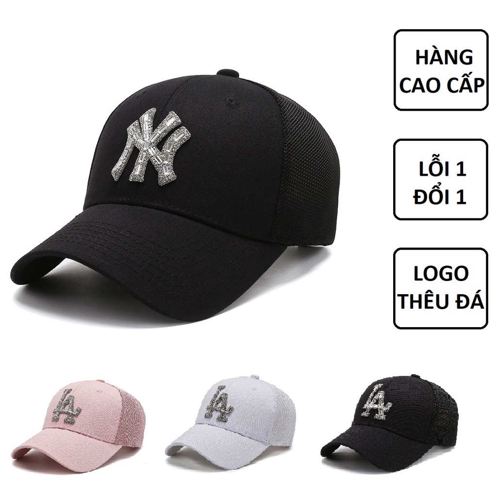 Mũ lưỡi trai nam nữ cao cấp nón kết nữ đẹp thêu chữ L.A và N.Y màu trắng đen hồng phối lưới dày dặn cứng cáp