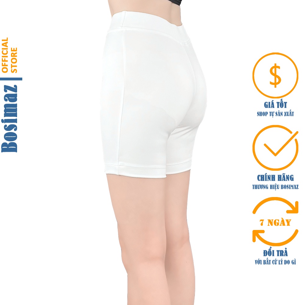 Quần Legging Nữ Bosimaz MS342 đùi không túi màu trắng cao cấp, thun co giãn 4 chiều, vải đẹp dày, thoáng mát.