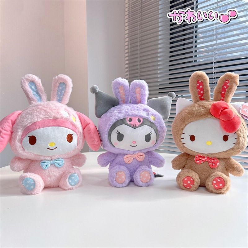 New Kuromi Melody Hello Kitty Plush Toy Mascot Rabbit Series Soft Doll Kid Xmas Gift