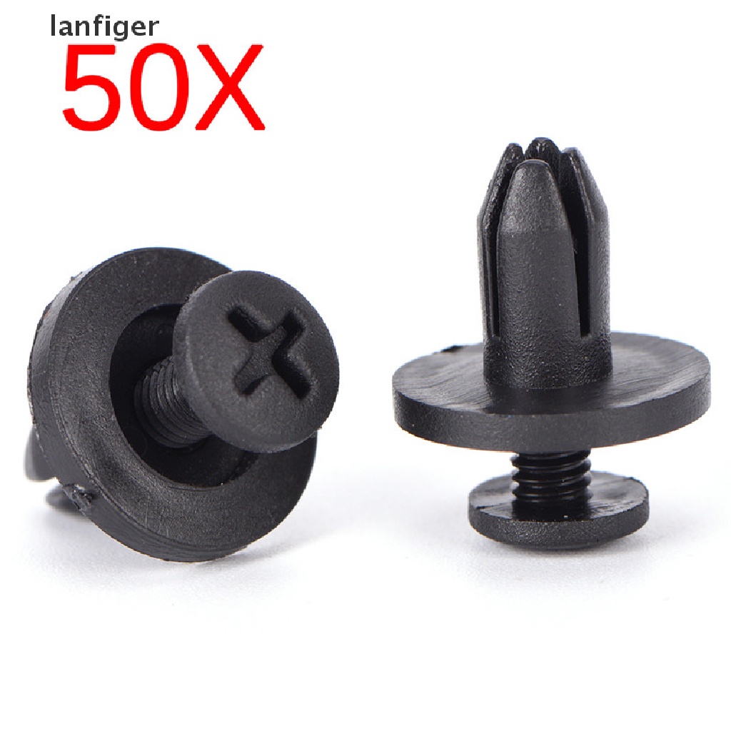 FENDER Set 50 Đinh Tán Nhựa Màu Đen 6Mm Chuyên Dụng Cho Xe Hơi