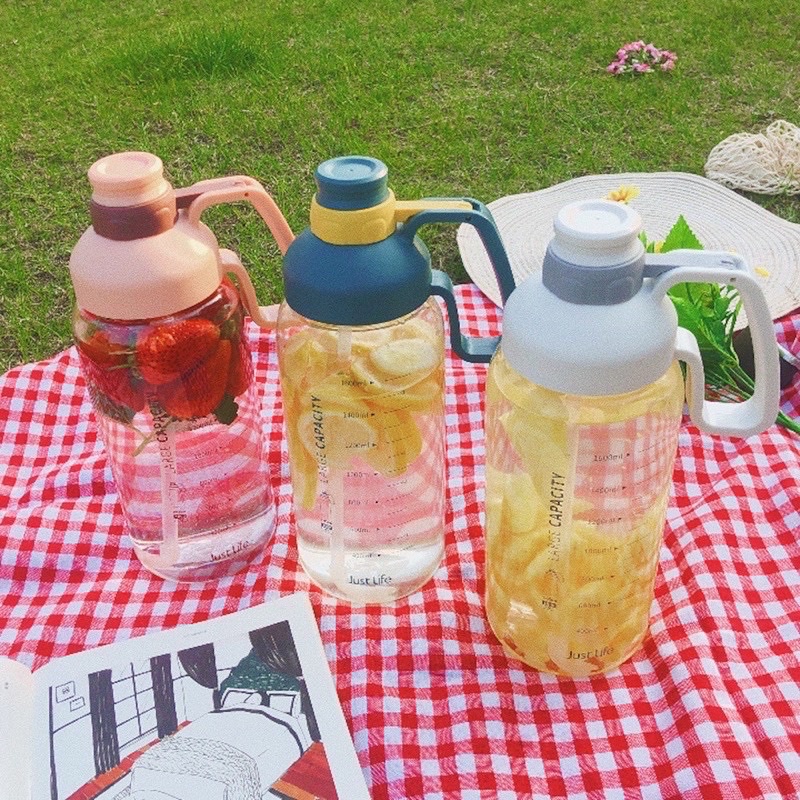 Bình Đựng Nước Các Loại 1.8L Có Chia Vạch Tập Gym, Đựng Trà, Giải Khát, Cho Dân Văn Phòng