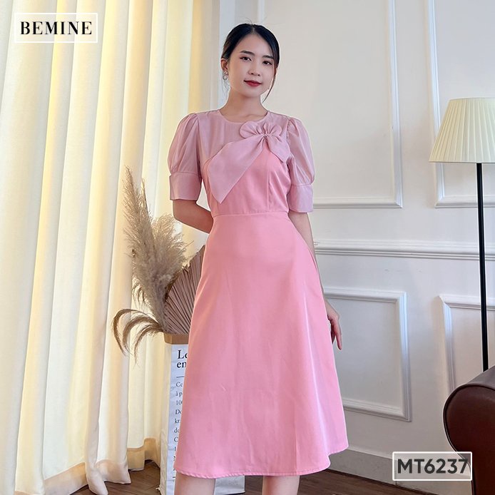 Đầm phối cổ hoa tùng xòe BEMINE MT6237