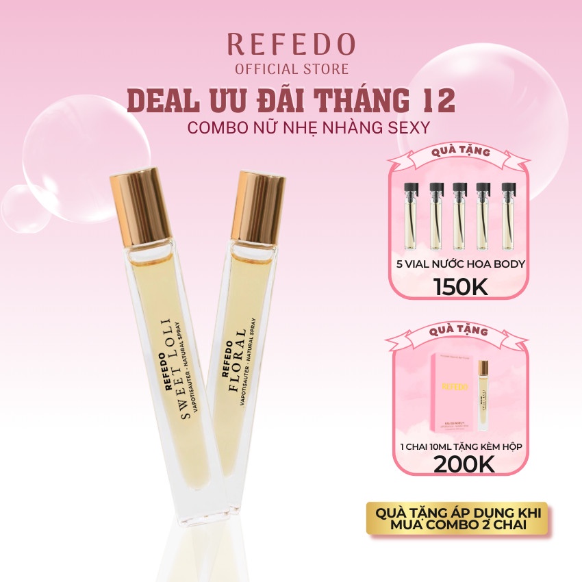 Nước hoa, Combo tiết kiệm 2 chai tặng 05 quà tặng nước hoa nam nữ chính hãng thơm lâu Refedo
