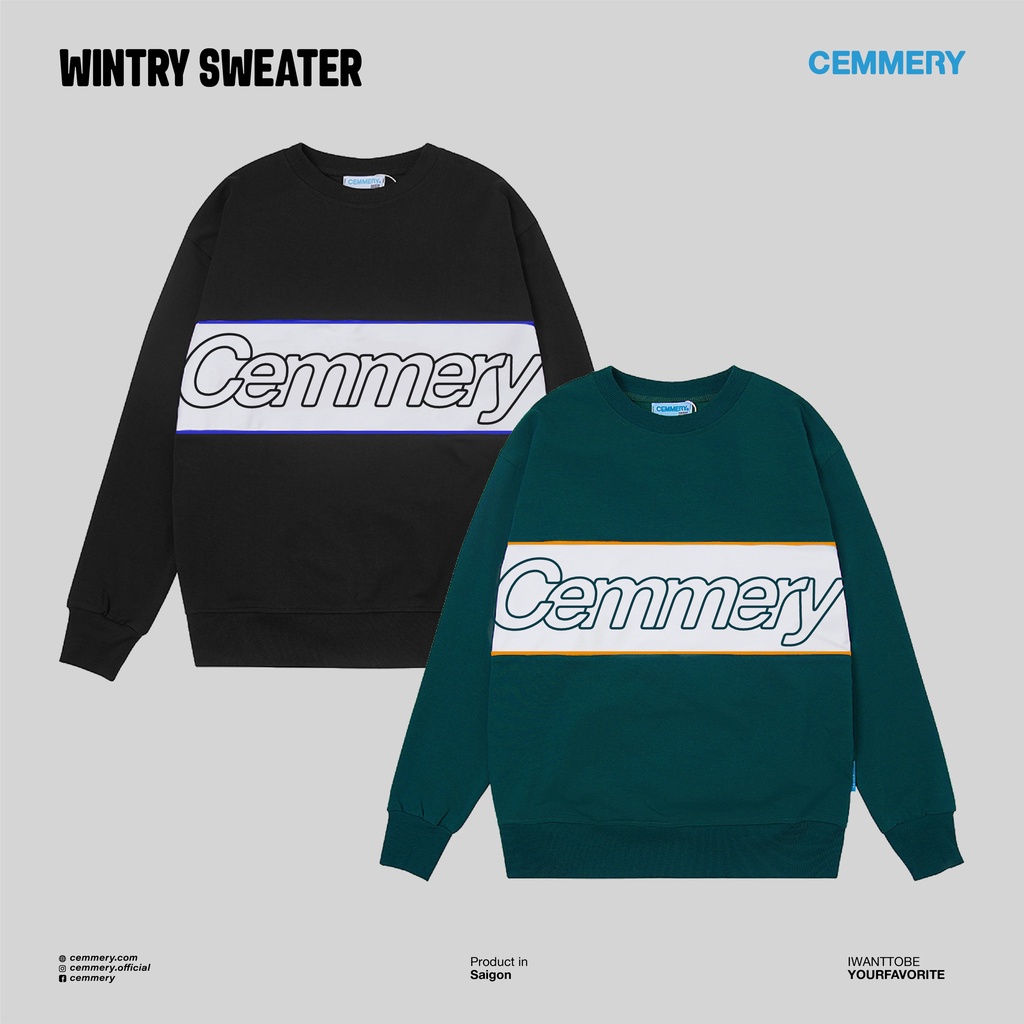Áo Sweater LocalBrand Cemmery WINTRY SWEATER  2 Color, áo thun nỉ dài tay 300gsm dày dặn
