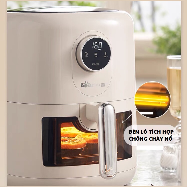 Nồi Chiên Không Dầu Bear 3 Lít - 3.5 Lít, Màn Hình Cảm Ứng, Bảo Hành 12 Tháng